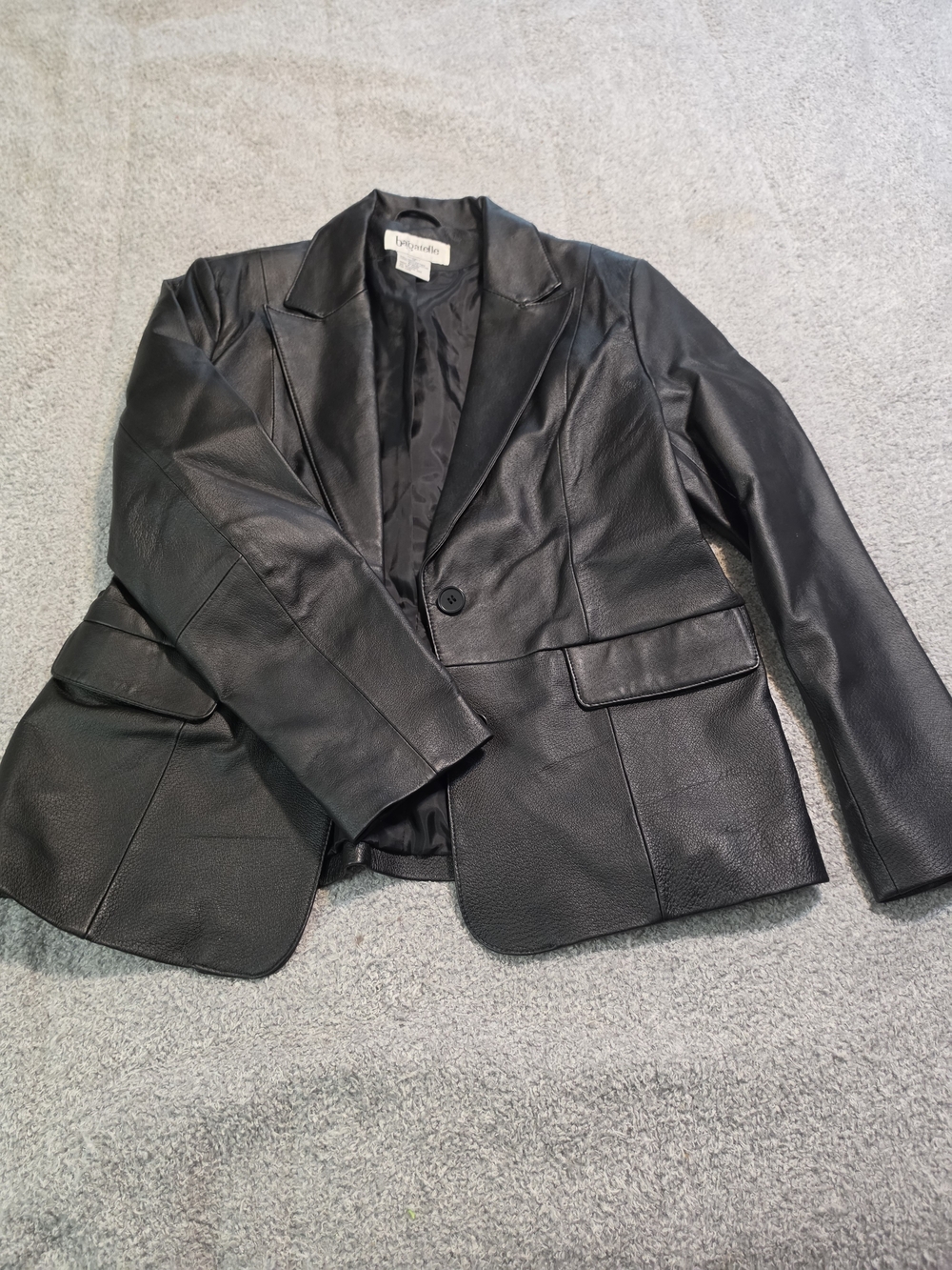 bagatelle Black Leather Notch-Lapel Blazer